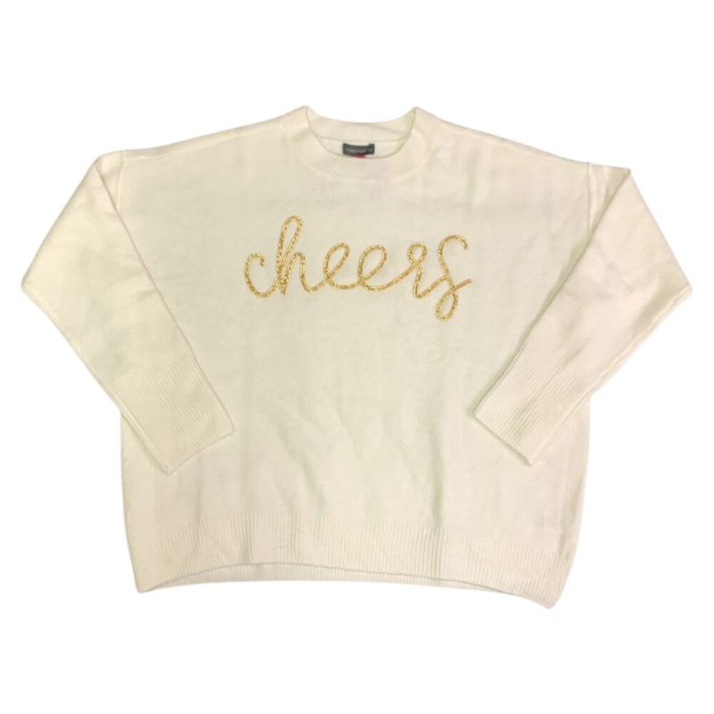 Vince Camuto Women's Warm Cozy Festive Holiday Sweater - Cheers